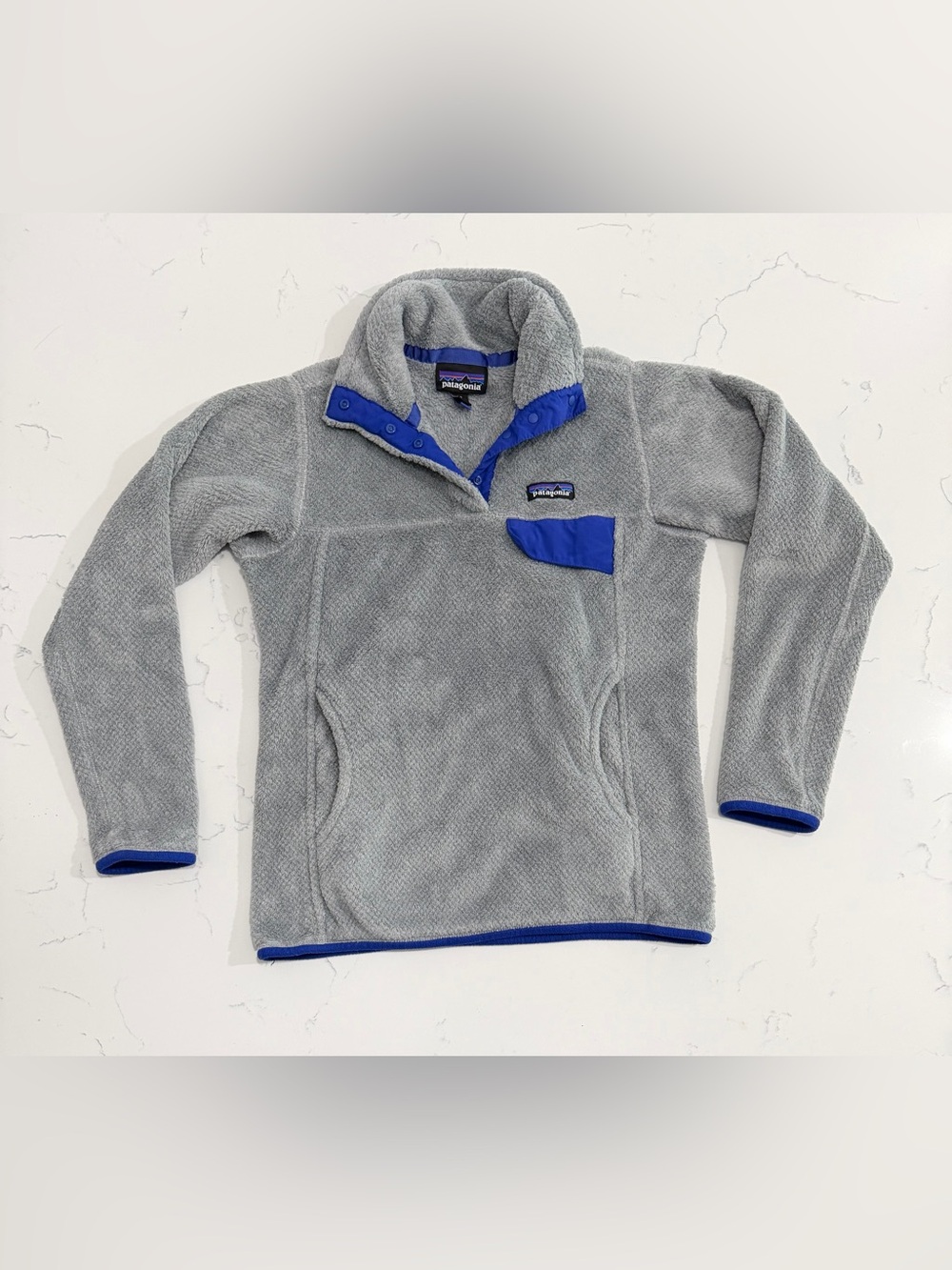 Patagonia Re-Tool Snap-T Pullover Fleece Womens XS Gray Blue Polartec Thermal